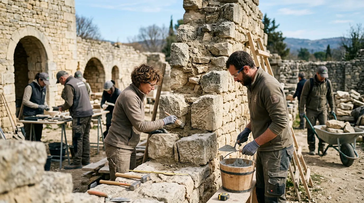 Restauration archéologique des vestiges miniers de Cabrières